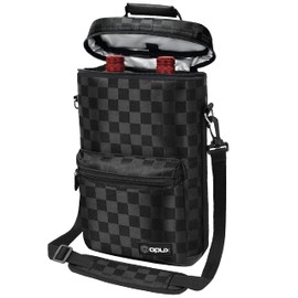 OPUX Insulated 2 Bottle Wine Bag Tote Leakproof Carrier Cooler Gift, Black