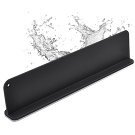 Silicone Sink Splash Guard, Sink Splash Guard with Suction Cup, Kitchen Sink Splash Guard that Can Be Placed Behind the Sink, Sink Splash Guard(17.3 x 4.1 Inch Black)