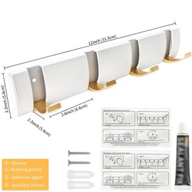 4-Pack White Aluminum Wall Mounted Coat Rack, Space Saving Telescopic Hook Bar for Entryway, Bedroom, Bathroom - Sturdy & Stylish 4-in-1 Hooks (White)