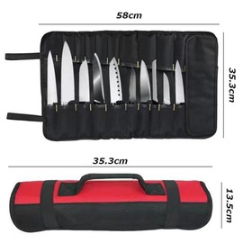 Chefs Roll Bag,Chef Storage Bag,Cutlery Chef Bag,Repair Tools Bag,Large Capacity and Multi-Function Bag,for Kitchen Tools, Repair Tools,Foldable,Portable Durable Storage (Red)