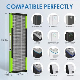 [ELOWOKE] 2-Pack 4825 HEPA Filter B Toxin Compatible with Gɜːrm-Guardian Air Purifier Filter Replacement for Model FLT4825 FLT4825 AC4825 AC4300, 2X H13 HEPA Filters & 8X Carbon Pre-Filterr, Green