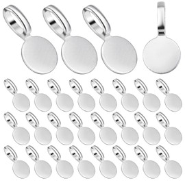 Aylifu 100pcs Silver Glue-on Flat Pad Bails Pendants Charms Connector Hanger for DIY Necklace Earrings Jewelry Making Accessories, 18 mm x 9 mm
