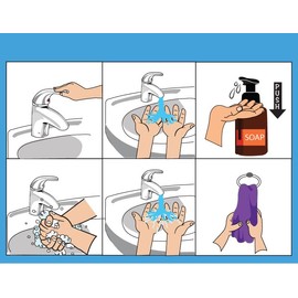 HOM ABA/OT Approved Step-by-Step Laminated 9X12" Hand Washing Chart for Kids. Ideal for Children with Autism or Special Needs. Helps with Independence and self Care. PECS, Visual Schedules, ASD