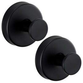 Supopular Reusable Heavy Duty Suction Cup Hooks for Kitchen/Bathroom/Shower - Wet-Proof Hooks for Towels, Robes, Loofah&Wreaths/No Drill Mounting on Glass, Tile, Metal (2, Matte Black)