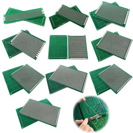 PAVIKE PCB Circuit Board, PCB Board, Small Electronic Circuit Board, Printed Circuit Board, Experiment Plate, DIY, Soldering, For Electronic Crafts, 2x8/3x7/5x7/6x8/7x9/7x10/8x12/9x10/9x15cm, Total 10