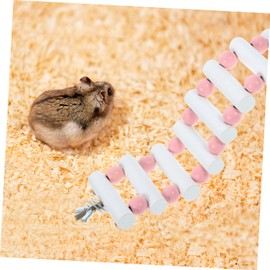 Abaodam Wooden Hamster Ladder Climbing Small Animal Cage Accessory Safe Chewable Multi Functional Rest Platform for Rats and Small Pets