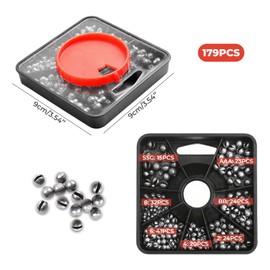 Agvdg 179PCS Split Shot Fishing Weights Sea Fishing Coarse Fishing Weights Soft Metal Fishing Sinker Dispenser Weights Split Fishings Weights Set