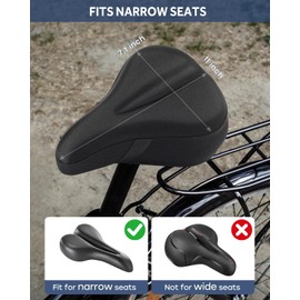 Bike Seat Cushion, Comfortable Bicycle Saddle Cover for Indoor and Outdoor Cycling, Padded Gel Cover for Exercise, Mountain & Road Bikes, Universal Fit for Peloton & Stationary Bikes (Black-S)