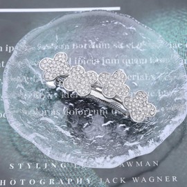 Wendalern Boho Rhinestone Flower Hair Clip Crystal Floral Cluster Hair Pin Clip Silver Four-Leaf Clover Non-Slip Metal Hair Clips Wedding Headwear Hair Styling Accessories for Women