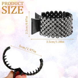 ELNX 3er-Set Pferdeschwanz-Clips, kleine Haarspangen für Damen, Funkelnde Haarklammern mit Strasssteinen, für hohe Pferdeschwänze, Alltag, Partys und Hochzeiten (Schwarz, Silber und Gold)