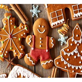 Diamond Painting Christmas Christmas Homemade Gingerbread Cookies on Wooden Tablecing Flake Spice Tradition for Adult Painting Kits Diamond Art Perfect for Home Wall Decor 12"x16"