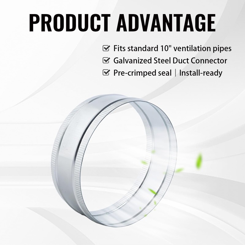 ZOWZEA 10 Inch Round Galvanized Steel Duct Connector - Metal