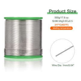 MECCANIXITY Solder Wire 500g 1mm Sn96.5Ag3.0Cu0.5 for Electrical Soldering, 217C(423F) Melting