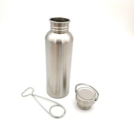 Portable Stainless Steel Kettle with Hook Outdoor Survival Camping Hiking Bottle Kettle Drink Tool (Silver 01)