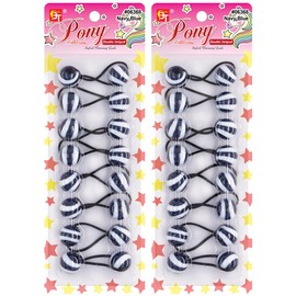 16 Pcs 20mm Hair Ties Hair Accessories for Girls Double Striped Hair Ties with Balls Bubble Twinbead Ponytail Holders (Navy Blue)