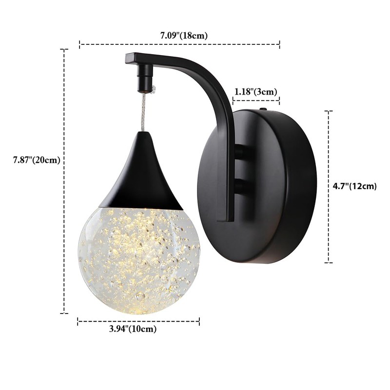 MASIVEL Crystal Wall Sconce Indoor, Bubble Modern Wall Sconces, Dimmable
