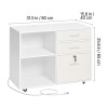 Adjustable Shelves 3-Drawer Wooden Mobile Filing Cabinet Lockable Rolling File