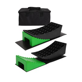 FAHKNS Camper Leveling Blocks, Heavy Duty RV Leveling System Wheel Chocks, 2 Pack Curved RV Levelers up tp 35000 lbs, RV Leveling Ramps with Non-Slip Mats for Camper Travel Trailer Motorhome