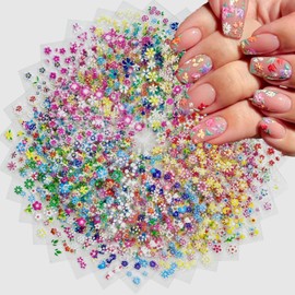 30Sheets Flower Nail Art Stickers Spring Summer Nail Stickers for Nails Art 3D Self-Adhesive Colorful Floral Nail Decals Flower Sticker for Women Girls Acrylic Nails Manicure DIY