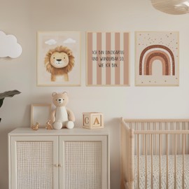 Kidsmood - Affirmation Poster for Children's Room - Encouraging Pictures for Children's Room Girls & Boys - Baby Room Decoration - Wall Pictures Animals for Children's Room Decoration [Lionheart | 21