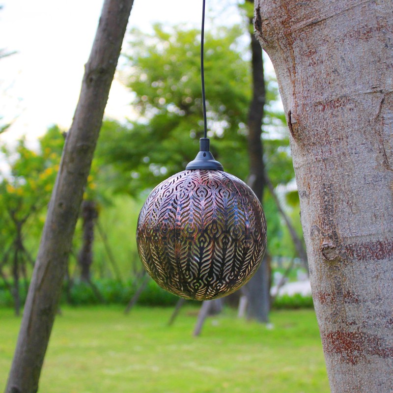 5.9in Solar Lantern Garden Garden LED Solar Hanging Lights Round