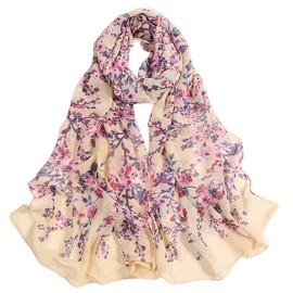 FAIRYGATE Neck Scarf Ladies Scarves for Women Gift 160 * 50cm Flower Print Scarfs Long Soft Wrap Simulation Silk Shawl A4410