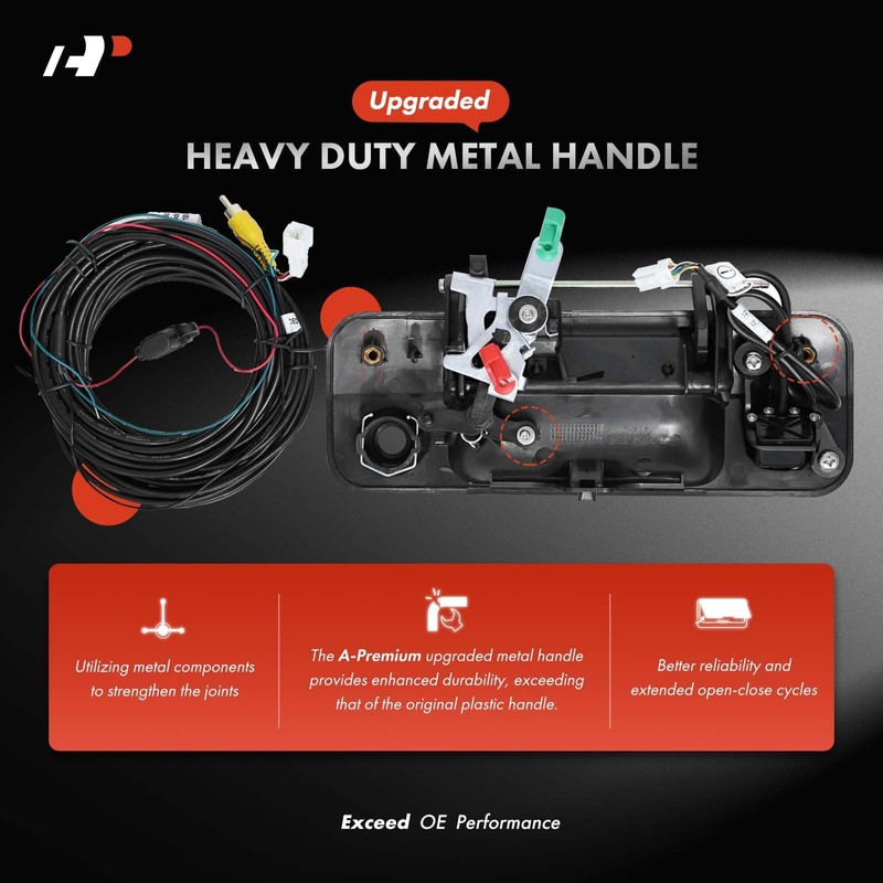 A-Premium - Tailgate Handle Assembly, Upgraded Metal - Compatible with