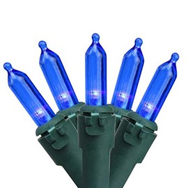 Northlight 50 Blue Mini LED Christmas Lights - 16.25 feet, Green Wire