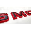 Auto Front & Rear GMC Gloss Red Black OVERLAY Emblem