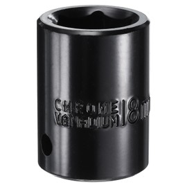 sourcing map 1/2" Drive 6 Point Pneumatic Socket 18mm Metric Shallow Impact Socket Chrome Vanadium Steel Square Drive 6-Point Sockets Mechanic Hand Tool for Pneumatic Wrench, Black