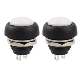 2 x Push Button Round Button 12 mm DIY Pressure Switch AC 1.5 A/230 V 12 V Non-Momentary Button White