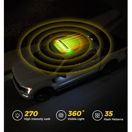 Xprite 34 inch 270 LED Rooftop Emergency Strobe Light Bar Heavy-Duty Flashing Warning Lights w/Adjustable Mounting Brackets, for Construction Vehicles Towing Work Trucks Plows Pickup - Amber Green