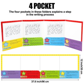 Ctosree Writing Bulk Folders with Pockets Writing Process Pocket Folders Bulk 4 Pockets Writing Folders for Students Teacher Classroom Kids Writing(30 Pcs,Plaid)