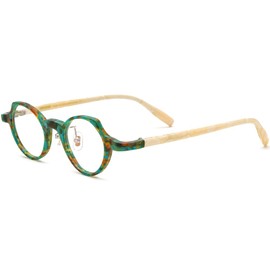 HEPIDEM Matte Multicolor Acetate Glasses Frame Women,Oval Vintage Retro Optical Eyeglasses (9280 Matte Green, Clear)