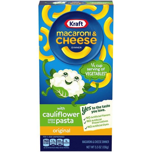 Kraft Original Flavor Macaroni and Cheese with Cauliflower Pasta Meal (5.5 oz Boxes, Pack of 12)