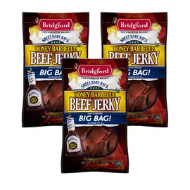 Bridford Sweet Baby Ray's Beef Jerky, Honey Barbecue Flavor, High Protein, No Trans Fat, 10 Oz Bag (Pack of 3)