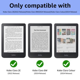 Tiorecime Case for 6" Kobo Clara Colour(2024)/Clara BW(2024)/Clara 2E(2022) - Slim Lightweight PU Leather Protective Smart Shell Cover with Auto Wake Sleep, Black