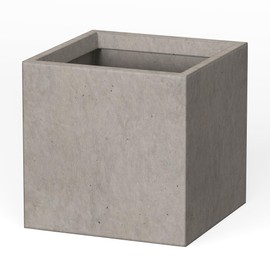 Kante 16 Inch Square Concrete Planter for Outdoor Indoor Home Patio Garden, Large Plant Pot with Drainage Hole and Rubber Plug, Weathered Concrete