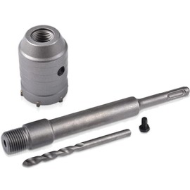 HOHXEN 40 mm Concrete Hole Saw + 200 mm Connection Rod + Twist Drill + Positioning Screw for Air Conditioning Openings with Brick Concrete Walls
