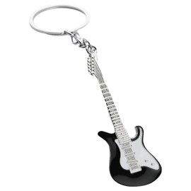 Carocak Guitar Keychain, Cute Mini Guitar Bass Key Ring, Electric Guitar Key Chain, Bag, Pendant, Musical Instrument Keychain, Music Lovers, Black
