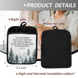 Christian Gifts for Women Pot Holders with Pockets, Jeremiah 29:11 Christian Bible Verse Pot Holders Heat Resistant Oven Mitts Hot Pads for Kitchen Baking Cooking,Potholders for Kitchens