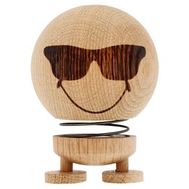Hoptimist Smiley Cool Wooden Bobble Figure, Decorative Scandinavian, Decorative Living Room, Desk Decoration, Office Gadgets, Great Small Gifts, 7.5 x 7.5 x 10.5 cm, Medium, Raw Oak