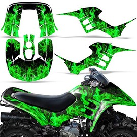 Wholesale Decals ATV Graphics kit Sticker Decal Compatible with Honda TRX 90 Maier Plastics 1993-2005 - Green Flames