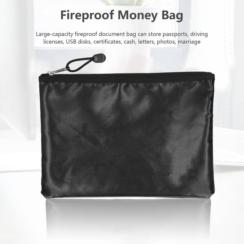 Multifunctional File Bag Fireproof Money Bag Waterproof Safe Storage Pouch