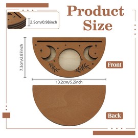 FINGERINSPIRE Tarot Card Holder Wooden Half Round Camel Color Tarot Card Stand Moon Phase Design Witchcraft Tarot Card Display Rack For Displaying Your Daily Affirmation Cards, Wiccan Decoration