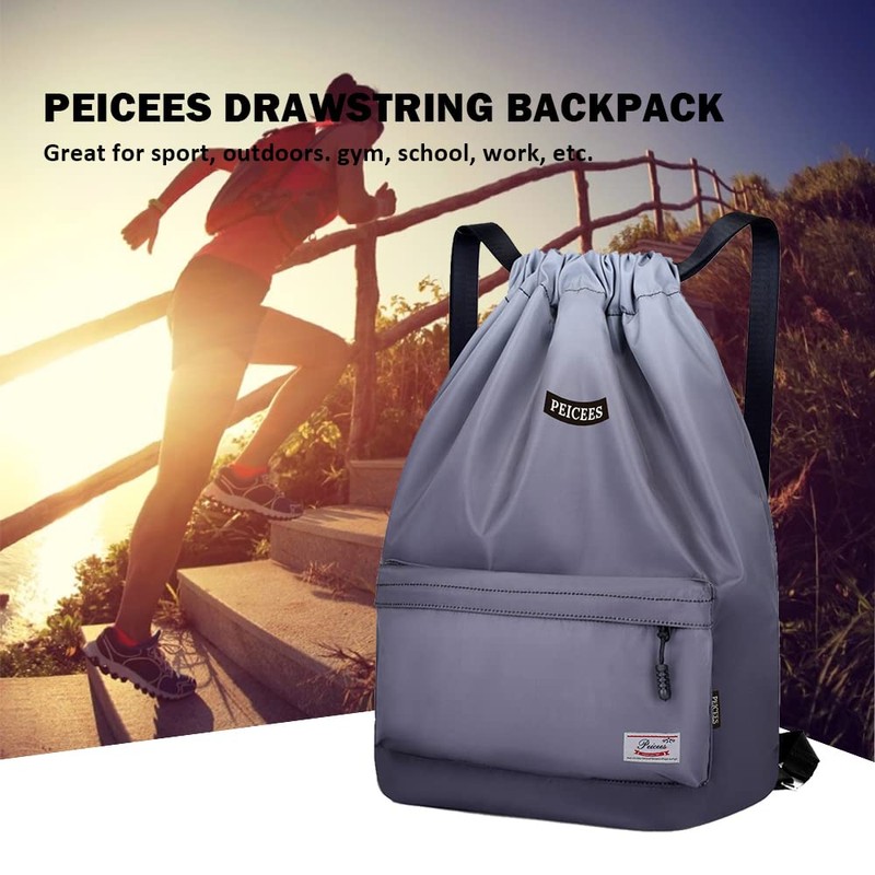 Peicees - Mochila deportiva impermeable con cordón para hombres y