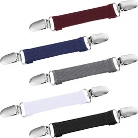 SATINIOR Juego de 5 clips de ajuste, bufanda, de cuello de cárdigan retro, de camisa, de vestir, para mujer, 13 x 2.5 cm, Aleación y cinta elástica, Negro, blanco, gris, azul zafiro, rojo oscuro