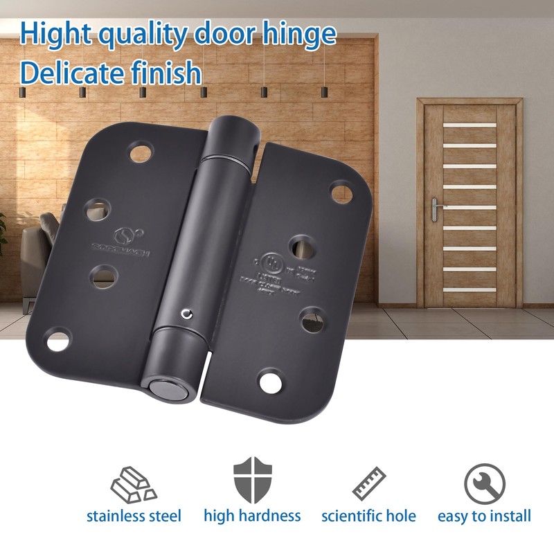 3 Pieces Self Closing Door Hinges 4 inch Matte Black