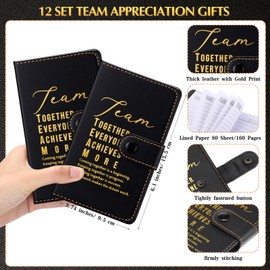 Honoson 12 Set Team Appreciation Gifts Bulk for Employee Inspirational A5 Leather Journal Motivational Team Notebooks with Ballpoint Pen Thank You Gifts for Coworker Staff Volunteer