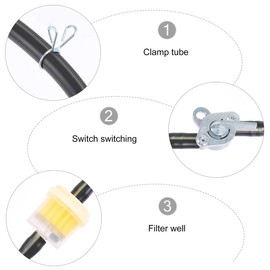 CGEAMDY Petrol Fuel Hose Line Kit, Universal Mini Moto Fuel Line Filters Kit for Small Engines, 6mm Inline Fuel Tank Tap Filter Pipe with Petcock Switch Shut off Valve, For Motorbike Car Scooter